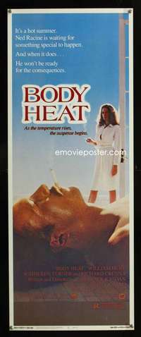 f077 BODY HEAT insert movie poster '81 William Hurt, Kathleen Turner