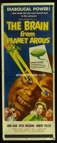 f084 BRAIN FROM PLANET AROUS insert movie poster '57 wild sci-fi!
