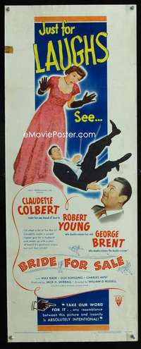 f085 BRIDE FOR SALE insert movie poster '49 Claudette Colbert, Brent