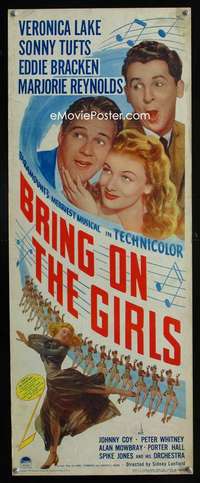 f086 BRING ON THE GIRLS insert movie poster '44 Veronica Lake, Tufts