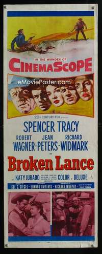 f087 BROKEN LANCE insert movie poster '54 Spencer Tracy, Wagner