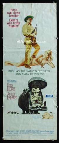 f098 CALL ME BWANA insert movie poster '63 Bob Hope, Anita Ekberg