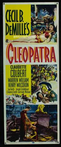 f110 CLEOPATRA insert movie poster R52 Claudette Colbert, DeMille