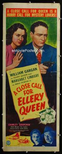 f114 CLOSE CALL FOR ELLERY QUEEN insert movie poster '42 Gargan