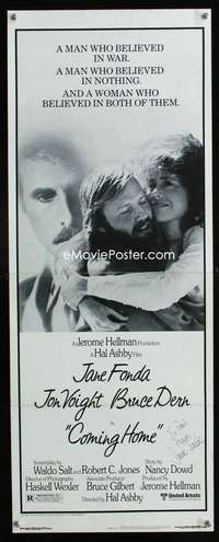 f119 COMING HOME signed insert movie poster '78 Jane Fonda, Voight