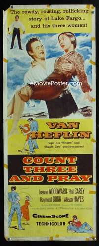 f122 COUNT THREE & PRAY insert movie poster '55 Van Helflin, Woodward