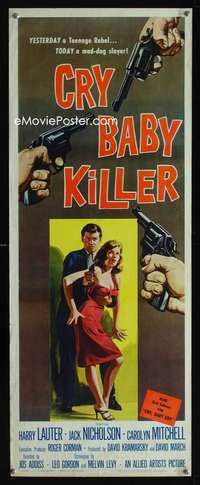 f128 CRY BABY KILLER insert movie poster '58 1st Jack Nicholson!