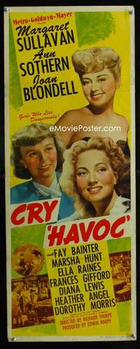 f129 CRY HAVOC insert movie poster '43 Sullavan, Sothern, Blondell