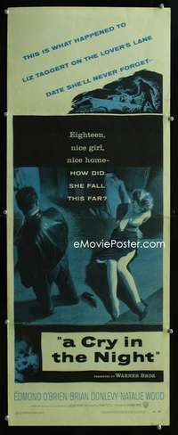 f130 CRY IN THE NIGHT insert movie poster '56 bad girl Natalie Wood!