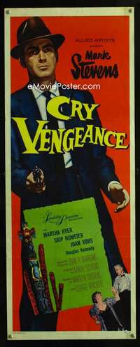 f131 CRY VENGEANCE insert movie poster '55 Mark Stevens, film noir!