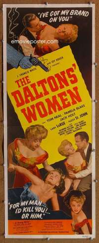 f135 DALTONS' WOMEN insert movie poster '50 Tom Neal, Pamela Blake