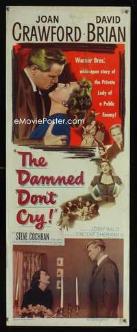 f136 DAMNED DON'T CRY insert movie poster '50 Joan Crawford, noir!