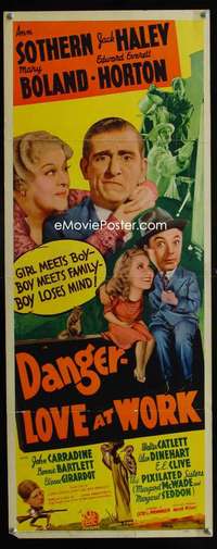 f138 DANGER - LOVE AT WORK insert movie poster '37 Ann Sothern, Haley