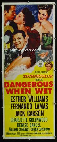 f139 DANGEROUS WHEN WET insert movie poster '53 sexy Esther Williams!
