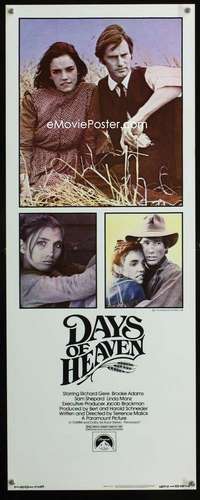 f143 DAYS OF HEAVEN insert movie poster '78 Richard Gere, Brooke Adams