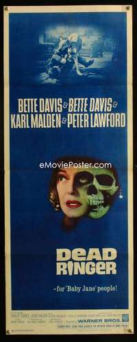 f145 DEAD RINGER insert movie poster '64 creepy Bette Davis image!