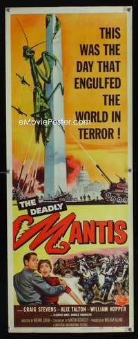 f147 DEADLY MANTIS insert movie poster '57 classic sci-fi thriller!