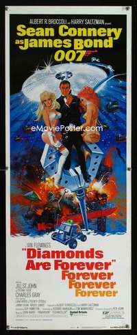 f156 DIAMONDS ARE FOREVER insert movie poster '71 Connery as Bond!