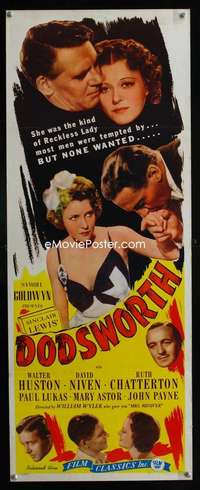 f158 DODSWORTH insert movie poster R44 Wyler, Huston, Mary Astor