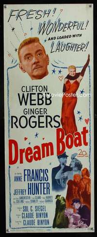 f164 DREAM BOAT insert movie poster '52 Ginger Rogers, Clifton Webb