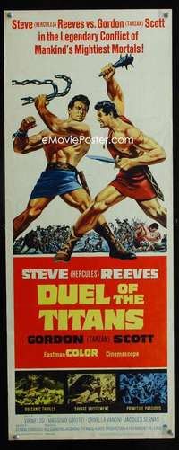 f165 DUEL OF THE TITANS insert movie poster '63 Hercules vs Tarzan!