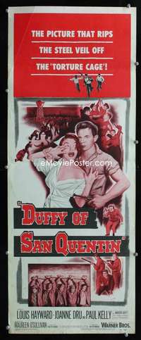 f166 DUFFY OF SAN QUENTIN insert movie poster '54 prison escape image!