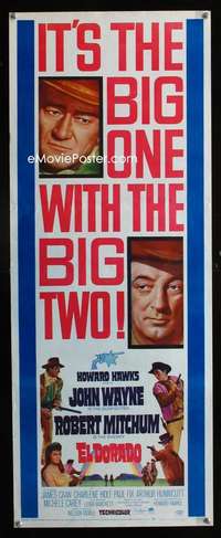 f173 EL DORADO insert movie poster '66 John Wayne, Robert Mitchum