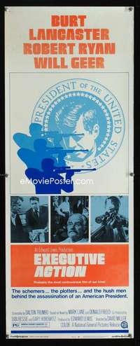 f178 EXECUTIVE ACTION insert movie poster '73 Burt Lancaster, Ryan