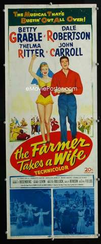 f186 FARMER TAKES A WIFE insert movie poster '53 Betty Grable,Ritter