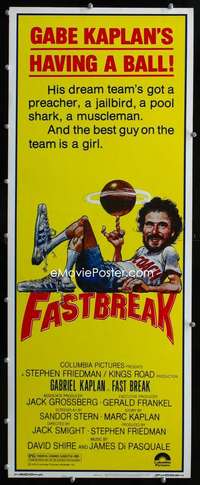 f187 FAST BREAK insert movie poster '79 basketball, Gabe Kaplan