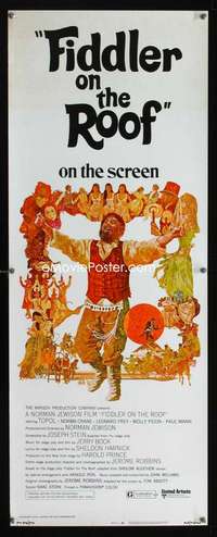 f190 FIDDLER ON THE ROOF insert movie poster '72 Ted CoConis art!