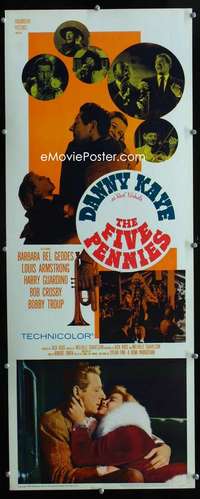 f200 FIVE PENNIES insert movie poster '59 Danny Kaye, Louis Armstrong