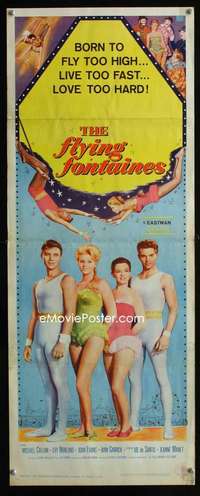 f205 FLYING FONTAINES insert movie poster '59 Michael Callan, trapeze!