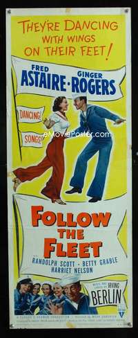 f206 FOLLOW THE FLEET insert movie poster R53 Astaire & Rogers!