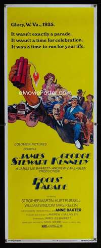 f207 FOOLS' PARADE insert movie poster '71 James Stewart, Kennedy
