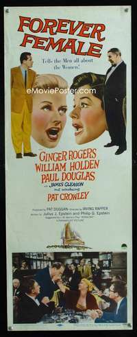 f208 FOREVER FEMALE insert movie poster '54 Ginger Rogers, Holden