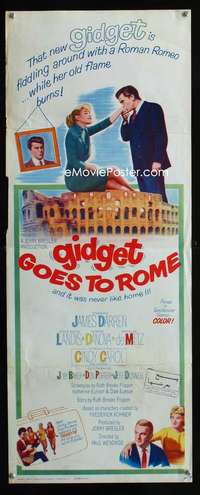 f223 GIDGET GOES TO ROME insert movie poster '63 Darren, Cindy Carol
