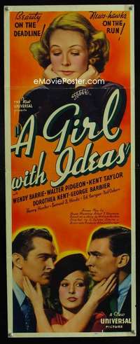 f225 GIRL WITH IDEAS insert movie poster '37 Wendy Barrie, Pidgeon