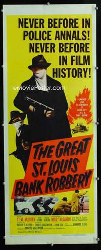 f230 GREAT ST LOUIS BANK ROBBERY insert movie poster '59 Steve McQueen