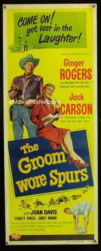 f232 GROOM WORE SPURS insert movie poster '51 Ginger Rogers, Carson
