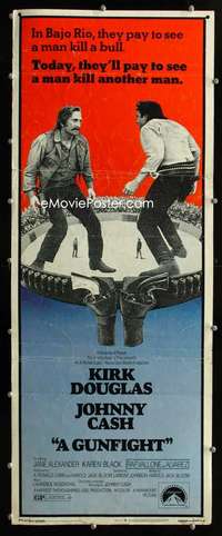 f235 GUNFIGHT insert movie poster '71 Kirk Douglas vs Johnny Cash!