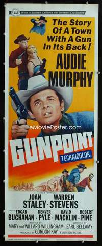 f236 GUNPOINT insert movie poster '66 Audie Murphy western!