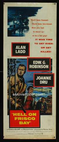 f249 HELL ON FRISCO BAY insert movie poster '56 Alan Ladd, Ed Robinson