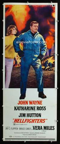 f252 HELLFIGHTERS insert movie poster '69 John Wayne as Red Adair!