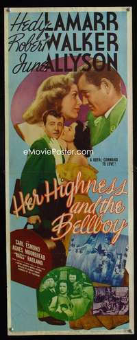 f255 HER HIGHNESS & THE BELLBOY insert movie poster '45 Hedy Lamarr