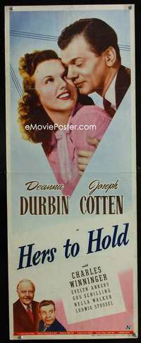 f257 HERS TO HOLD insert movie poster '43 Deanna Durbin, Cotten