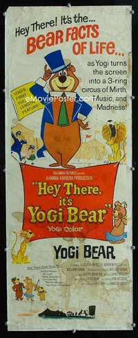 f258 HEY THERE IT'S YOGI BEAR insert movie poster '64 Hanna-Barbera