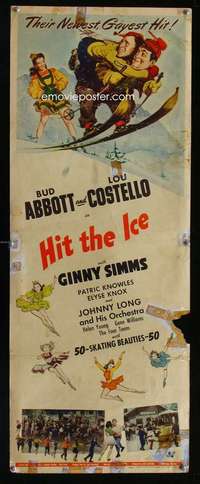 f264 HIT THE ICE insert movie poster '43 Abbott & Costello,Godwin art
