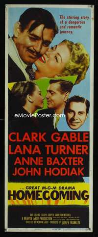 f269 HOMECOMING insert movie poster '48 Clark Gable, Lana Turner