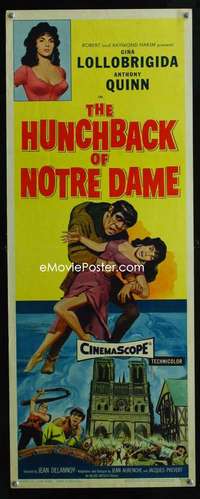 f280 HUNCHBACK OF NOTRE DAME insert movie poster '57 Anthony Quinn